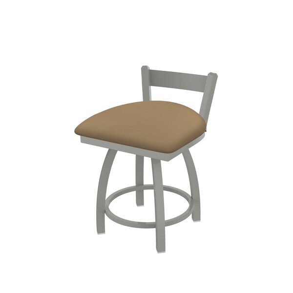 18" Low Back Swivel Vanity Stool, Nickel Finish, Canter Sand Seat